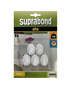 Suprabond Afix Percha Plástica Blanca 35 Mm x 5 Unidades