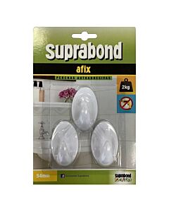 Suprabond Afix Percha Plástica Blanca 54 Mm x 3 Unidades